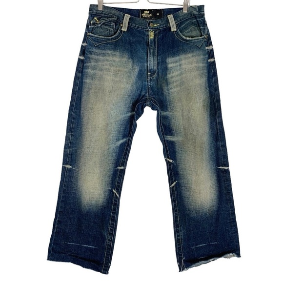 Vintage Akademiks Y2k Distressed Baggy Wide Straight leg Jeans Size 36 - Picture 2 of 11